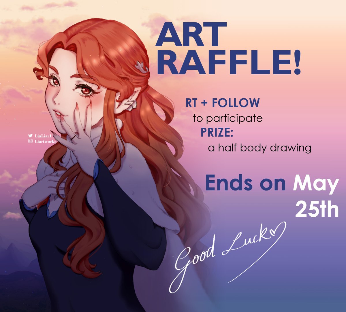 🎀ART RAFFLE TIME🎀
Thank you so much for +2000 followers!
This time's prize is a half body drawing like the one in the pic 🎁

Rules:
- Retweet and Follow me!
- No giveaway accounts

Not a rule but tag a friend if you want 🥰 
May 25th is the deadline! Good Luck to everyone 💕