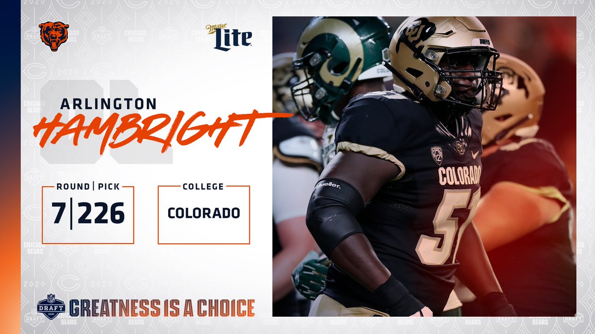 ChicagoBears's tweet image. 6'5", 300-pounder comin' thru!

Welcome to Chicago, OL Arlington Hambright! 🐻⬇️
@MillerLite | #BearsDraft