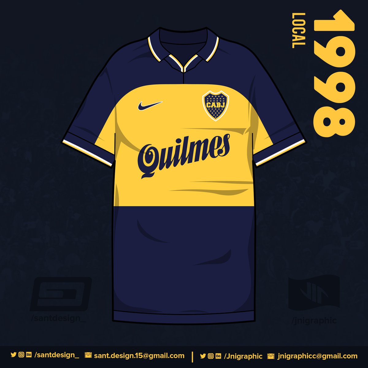 1998: Nuevos modelos en el club; con estos Boca gana el Apertura 98 y el Clausura 99.1999: Para la Copa Mercosur de este año, Nike presenta un modelo igual al de 1998 pero de color amarillo.