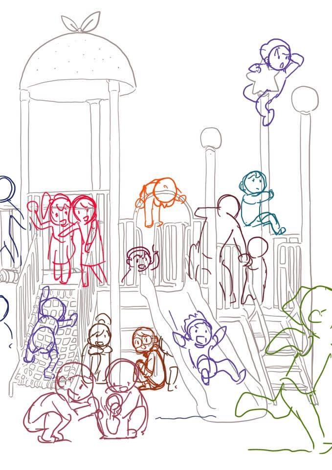 ネット村参加者企画!!
「公園で遊ぼう」
参加者の元絵にキャラを描き足していくのに参加して見た。
…1人1キャラくらいずつ描きたしていく企画だったらしいがたくさん描き込んでしまった。
キャラのせしやすいように背景は望遠気味にしとくのがポイント。