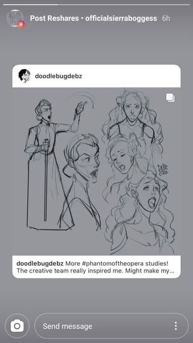 A very exciting thing that happened a day ago - Sierra Boggess shared my Phantom sketches on her Instagram. I absolutely love her. What a treasure. ?✨ Posting here as a nice memory. ☺️ 