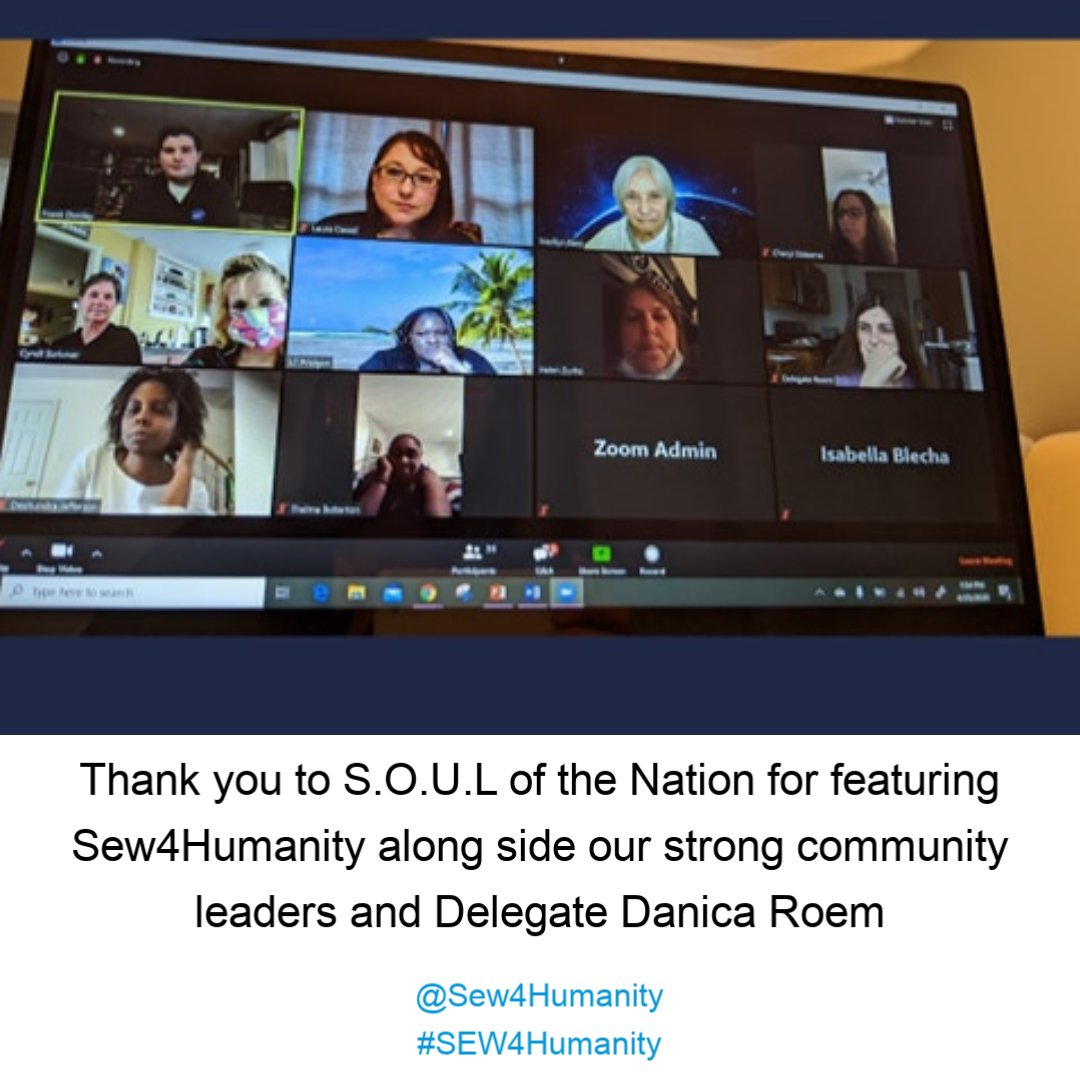 #SOULSaturday was an hour well spent as we heard from <a href="/pwcdanica/">Sen. Danica Roem</a> and our community leaders who are making a difference for people affected by #Covid_19 
#FeedingAmerica #FeedingKids #Masks4All #Masks4Humanity #Sew4Humanity <a href="/frankjdonley/">FJD</a> <a href="/MarilynKarp/">Marilyn Karp</a> <a href="/JoeBiden/">Joe Biden</a>
