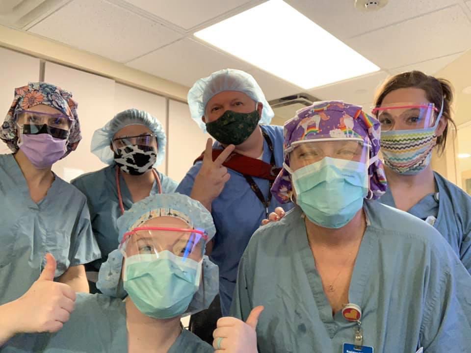 awright97's tweet photo. PPE while bringing life into the world! I love my job. I love my patients. We will all come out stronger from this in the end 👶🏻 💜 💪🏻 #laboranddelivery #registerednurse #RN #facesofCovid @trishayearwood @BryanMMoore https://t.co/nh1pUyaFUO