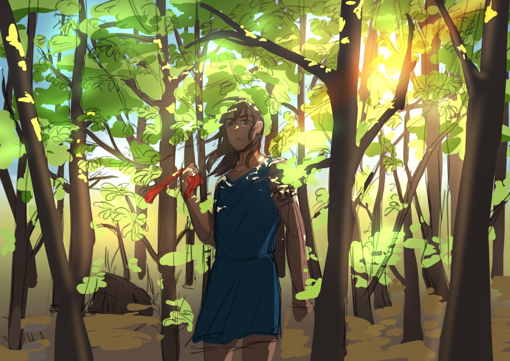 Aifumi's tweet photo. Meet the boiii.  I wanted to give that spring morning vibe, but ended up with sunset. I don't necessarily think it's bad, but I will make sure to do the morning woods shot within trees soon as well! 😷
I got inspired by my workout walks in nearby forest and photos I took. https://t.co/QlyDa8pUY8
