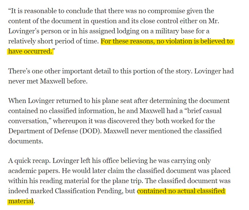 It turns out that Lovinger had never met the DOD employee who just happened to be seated next to him