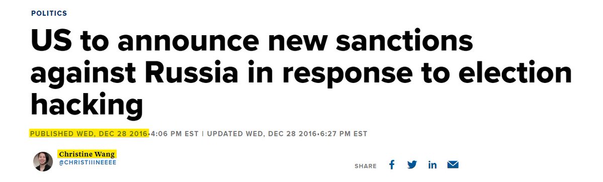 December 28, 2016: CNBC reports that the US will impose sanctions on Russia for interfering in the 2016 election. On the evening of December 28, 2016, Kislyak texted Flynn, "can you kindly call me back at your convenience." KISLYAK INITIATES the call about the sanctions