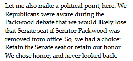 What is fascinating is that  #MoscowMitch once claimed to have honor. In the Senate trial of Bill Clinton, he said this: