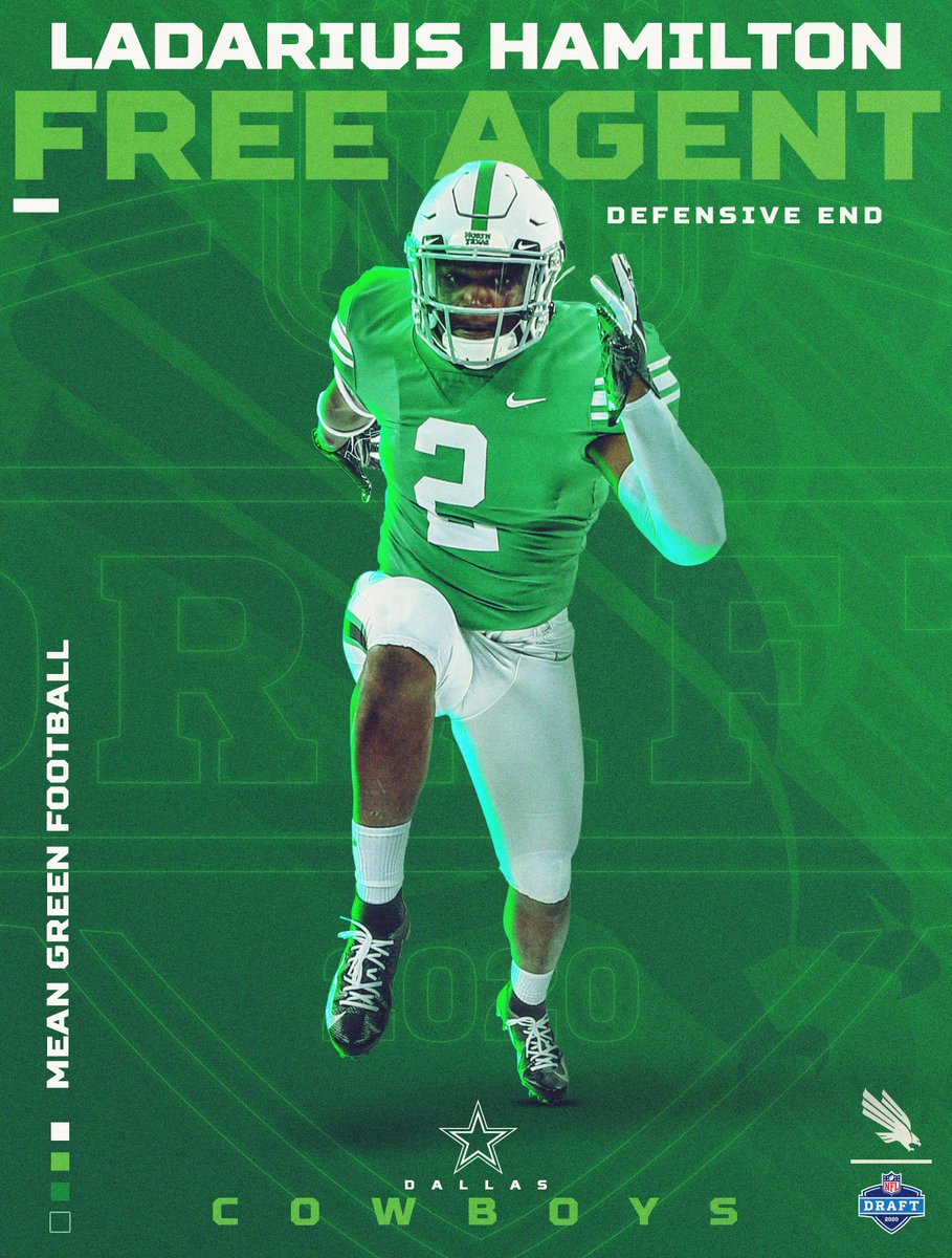 UNT Football (@meangreenfb) on Twitter photo Congratulations to #MeanGreen DE <a href="/king_hamilton2/">.</a> on reportedly signing a free agent deal with the <a href="/dallascowboys/">Dallas Cowboys</a>! (reported by <a href="/TomPelissero/">Tom Pelissero</a> of <a href="/nflnetwork/">NFL Network</a>) #GMG #NFLMeanGreen Congratulations to #MeanGreen DE <a href="/king_hamilton2/">.</a> on reportedly signing a free agent deal with the <a href="/dallascowboys/">Dallas Cowboys</a>! (reported by <a href="/TomPelissero/">Tom Pelissero</a> of <a href="/nflnetwork/">NFL Network</a>) #GMG #NFLMeanGreen