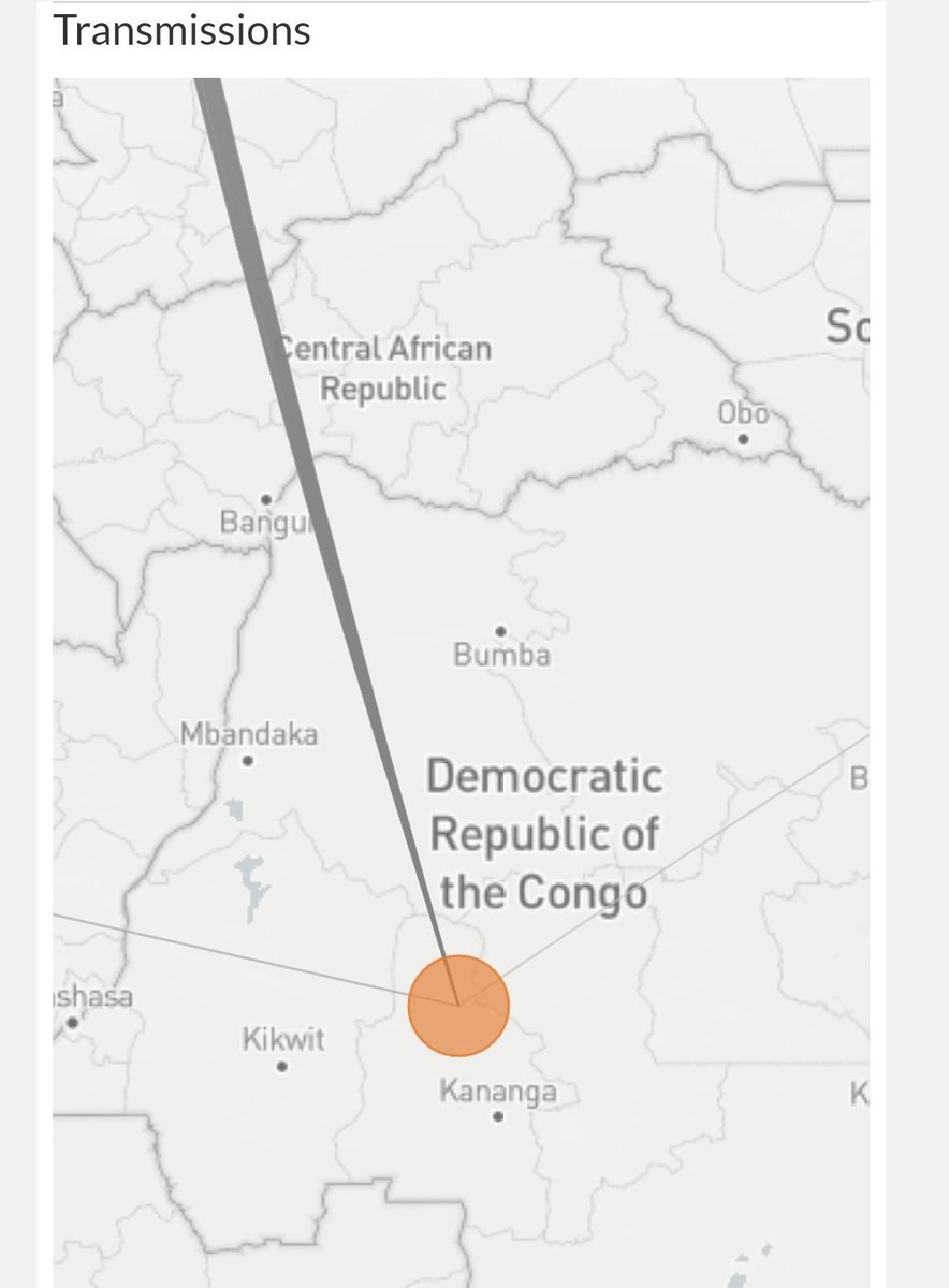ou que c cas ne sont pas aussi cruciaux à comprendre ; c plutôt q nous n'avons pas bcp de données disponibles sur c régions. La taille de chaque cercle sur la carte indique la quantité d données actuellement disponibles dans cte zone, plutôt q l'ampleur réelle de l'épidémie. #RDC