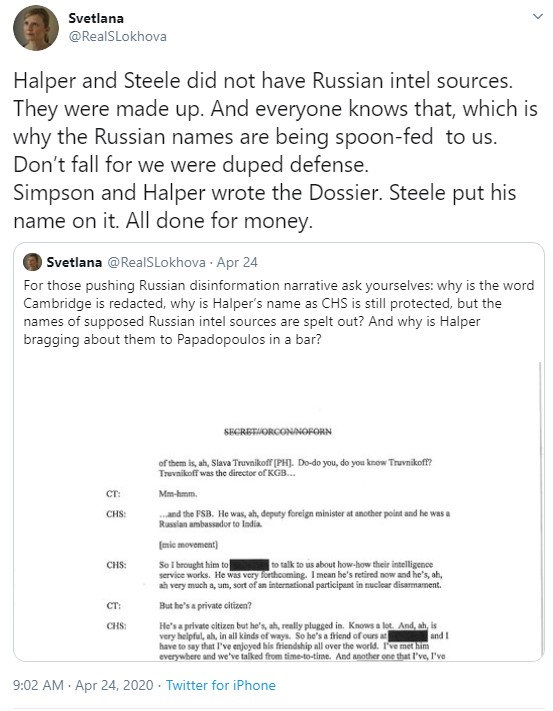 Halper may have played a larger role in the dossier than we think. A dossier that helped drive Trump-Russia and portrayed Gen. Flynn, Manafort and Carter Page as Foreign Agents, that at one point helped to prompt Judge Sullivan to accuse him of treason.