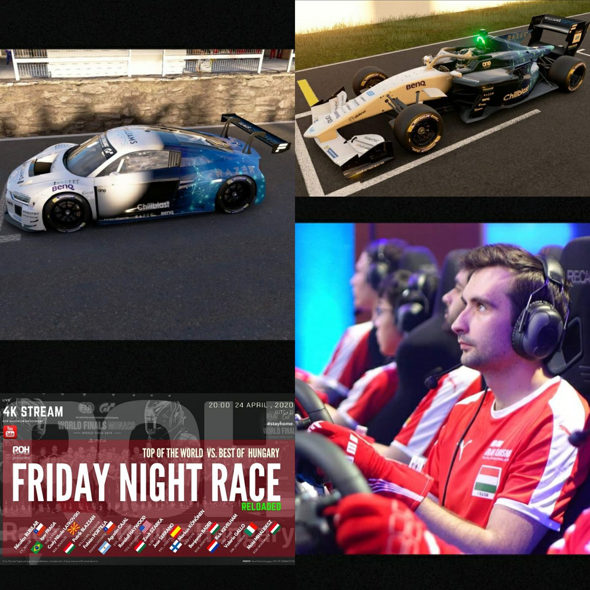 HungaryRace's tweet photo. POST-RACE INTERVIEW - Friday Night Race RELOADED
@BlazsanP / Williams_Fuvaros
https://t.co/9V2nEQGRRp
Replay https://t.co/hsw7bR6KBC
Results https://t.co/meSBVCpY3N
Photo: Race Online Hungary
#gtsport #playstation #roh #pcguru #gtshrank #raceathome #FridayNightRace https://t.co/JRckoIesjB