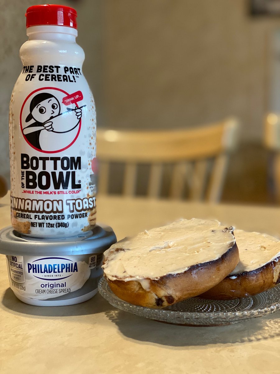 BOTBMILK's tweet photo. Make your morning a Bottom of the Bowl morning!
Philadelphia cream cheese spun with Cinnamon Toast BOTB on raisin bagel...😋
Another great creation from the Bottom of the Bowl Nation!
"For the Love of Cereal"

#philadelphiacreamcheese #BOTBNation #creativecreations #cereal https://t.co/xGhffZXLJk