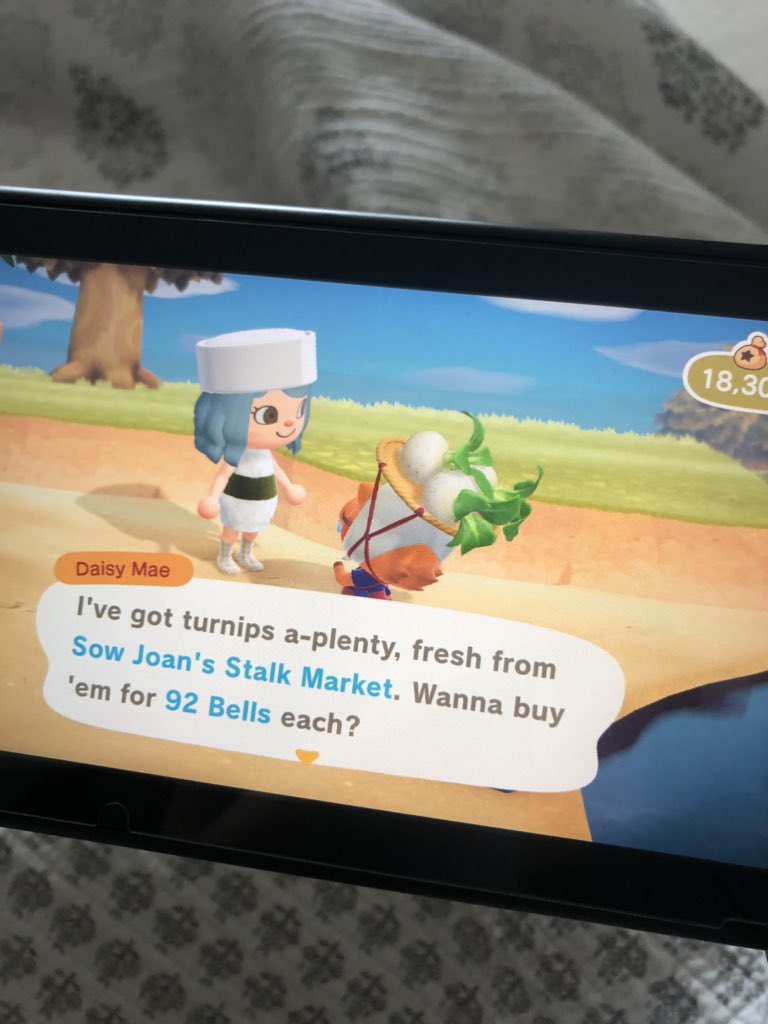 AliciaChea's tweet photo. Daisy selling turnips at mine for 92 bells! Dm me for Dodo code #acturnips #turnipcode #buyturnips #acnhtrades #ACNHturnips https://t.co/VLzty2akcj