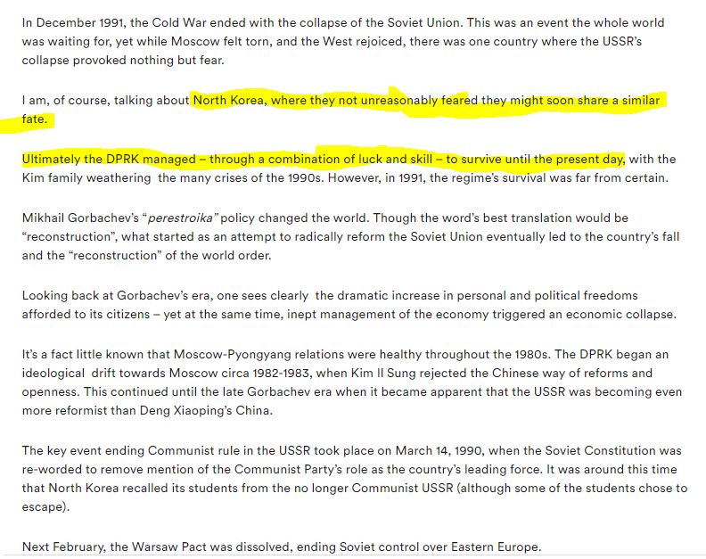 The 'Tower of Doom' was a building project that started in the late 80sBack then, they didn't realize their Soviet Father was going to cut of their allowance https://www.nknews.org/2018/08/goodbye-gorby-how-north-korea-saw-the-final-days-of-the-soviet-union/