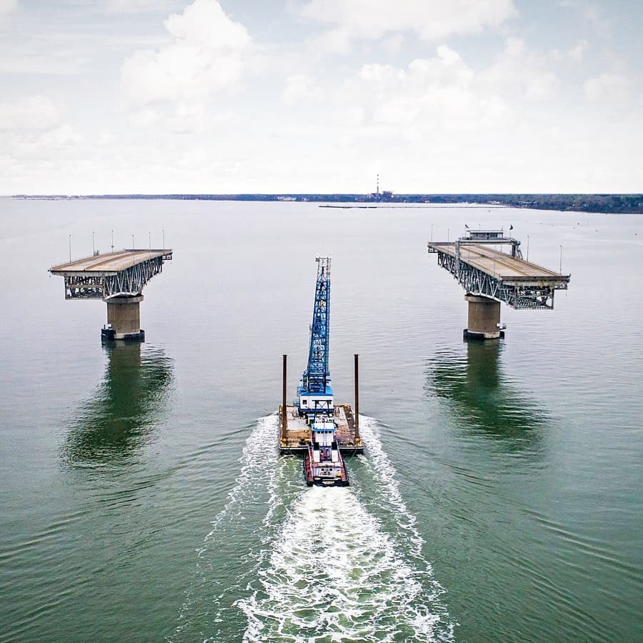 757collective's tweet photo. Coleman Bridge opening over the York River. 📷 by @tidewater_photo https://t.co/fep13Tp5lR