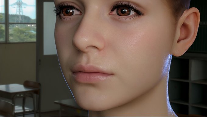 うぶ毛があることで3DCG特有の固さを和らげる効果の他に光の回り込みでシルエットを強調できる😀 