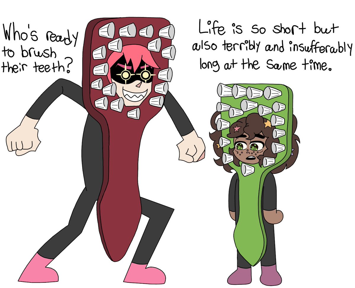 UserTBDexe's tweet photo. BEWARE THE TOOTHBRUSH BLASTERS
#epitheterased #epitheterasedfanart #epitheterasedgiovanni #epitheterasedmolly #giovannipotage #mollybyndeff #NerdyDoodles #art https://t.co/jX4hx17A6K