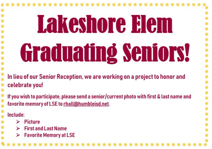 #SENIORS <a href="/HumbleISD_LSE/">Lakeshore Elementary</a>