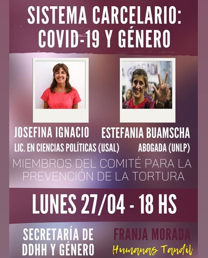 FranjaenHumanas's tweet photo. ‼ Charla: "SISTEMA CARCELARIO: COVID-19 Y GÉNERO" ‼🦠📚 https://t.co/ebtceA8JrP