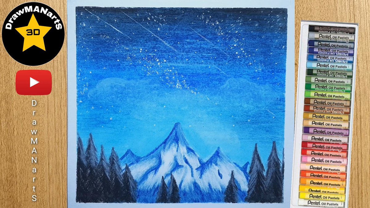 Mountains Oil Pastel Drawing