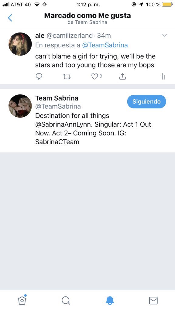 :¨·.·¨:  `·.. ✎..team sabrina liked my tweet {14.04.19}