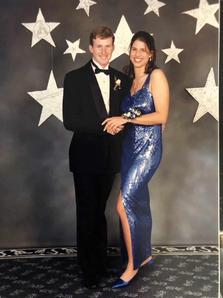 DSFCounseling's tweet photo. We would rather be at Freeman’s prom tonight, but in honor of our student’s missing prom, here is Mrs. Ferrell’s prom picture in 1996!  #freemanfamily https://t.co/POt5n7vnDH