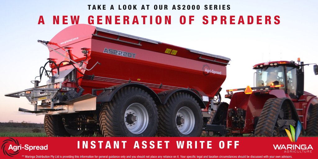 waringaag's tweet photo. With limited stock available for 2020, get your order in now for the new AgriSpread AS2000 series and take advantage of the new instant asset write off. Contact Waringa on 08 9960 7164 for more info or contact your local dealer #spread2020 #accuracy #capacity #assetwriteoff https://t.co/MZn8uhmAnU