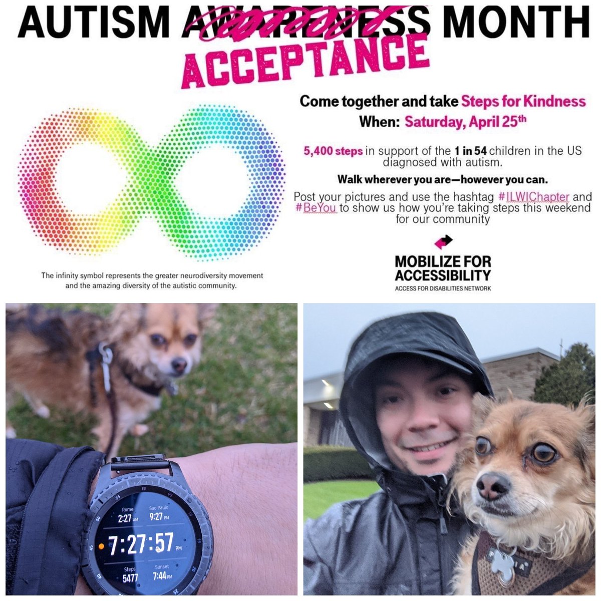 5,400 steps in today for #AutismAcceptanceMonth with my dog Pepe! ♾️💪🏼 #ILWIChapter #BeYou !