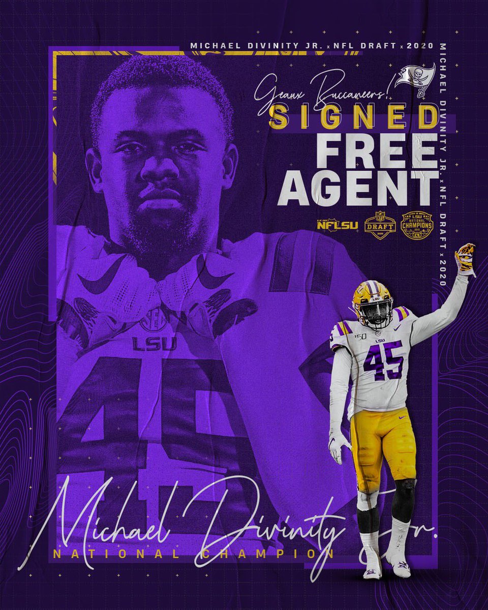 LSUfootball's tweet photo. LB @Tht_Boy_Mike has signed with the @Buccaneers 

#GeauxTigers  | #NFLDraft https://t.co/8ISBGBFuHU