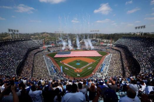 leahmcelrath's tweet photo. If a stadium full of Americans had been bombed and killed, people would understand the urgency of the need to respond to the threat, right?
Well, this is Dodger Stadium in LA on opening day in 2017.
That’s how many people have died in the US from COVID19.
So far. https://t.co/vK7L7XExYU