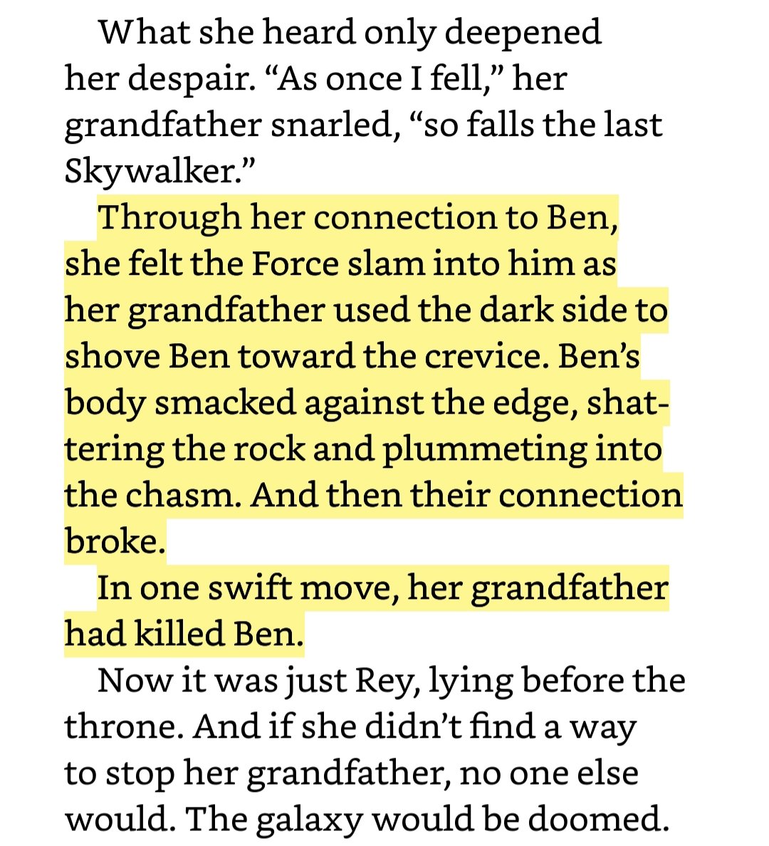 Just like in the regular novel, as soon as Ben falls into the vergence Rey can no longer sense him. What happened in that pit!? I would like to know...