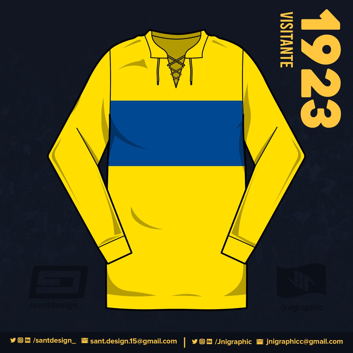 1917: Con esta camiseta estrenada en 1917, Boca ganó su primer título local, como también los de los años 1920, 1923 y 1924.