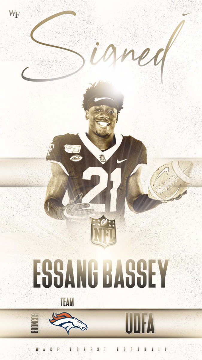 WakeFB's tweet image. Winston West!

@EBassey21 ➡️ @Broncos 

#BroncosCountry | #ProDeacs 🎩