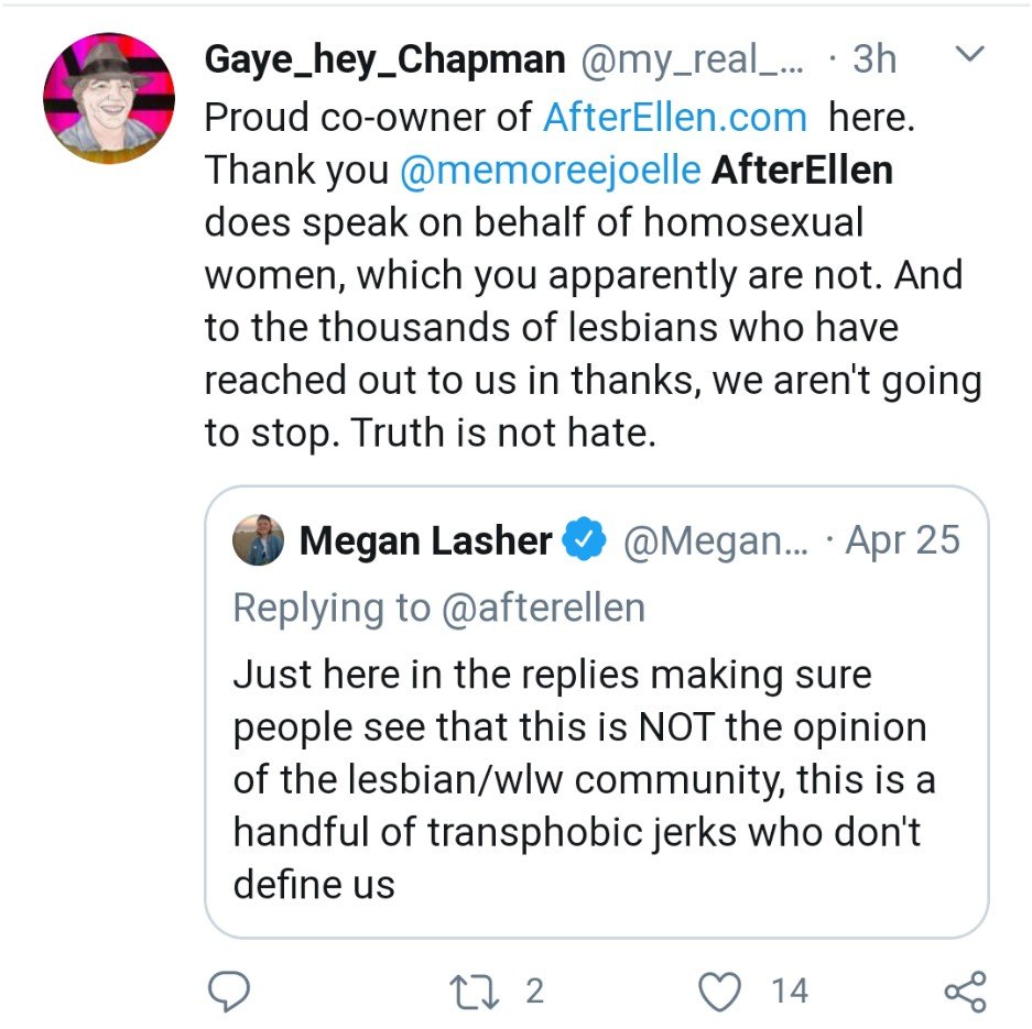 I notice that these thousands of thankful lesbians haven't translated into new writers for the site. There seem to be only two people "regularly" producing new content at this point