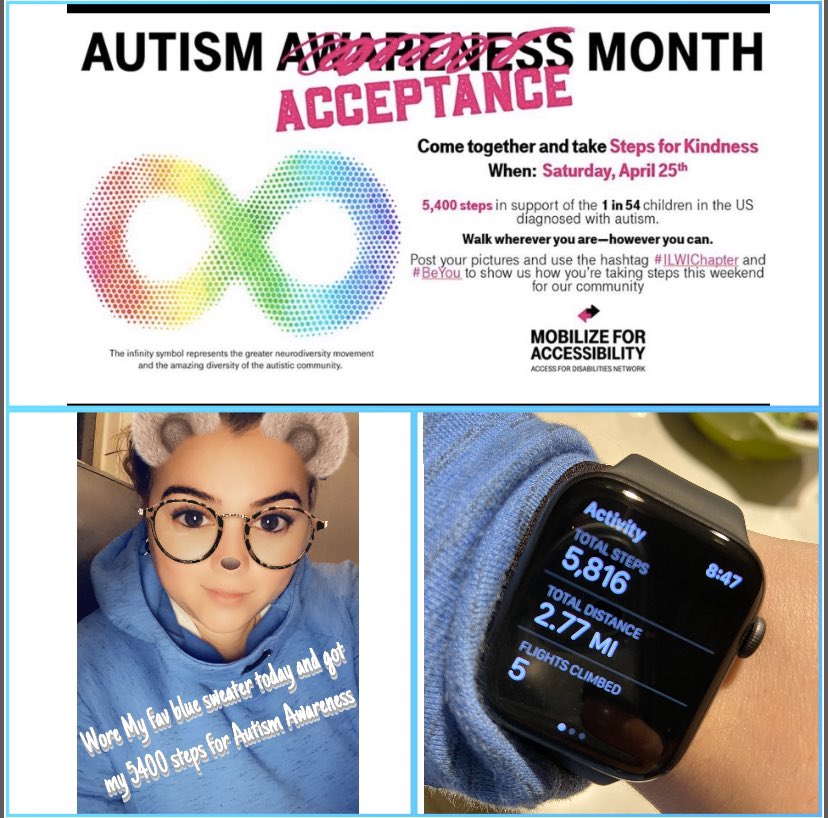 #BeYou Got my 5400 steps in my blue sweater today for #AutismAcceptanceMonth  💙💙💙💙 did my steps inside to be safe! #ILWIChapter 🙌🏼