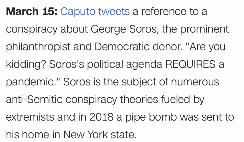 If “very fine people” and calling  #Covid_19 the  #ChineseVirus didn’t convince you of  #Trump’s allegiances, maybe these  #Antisemitic and racist tweets from his DOH spokesman/2016 advisor  @MichaelRCaputo will.(He also said Dems want people to die.) #IAmNotAVirus  #RacismIsAVirus