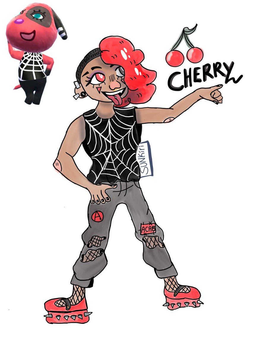 Drawing one of my favorite villagers as humans! 🍒 #AnimalCrossingNewHorizons #animalcrossinggijinka