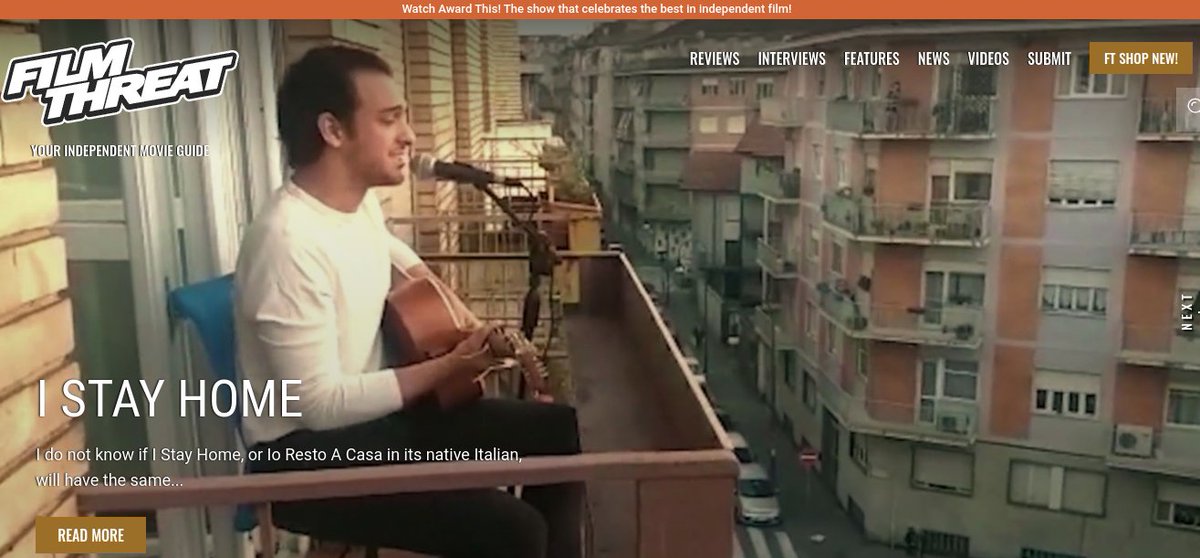 FilmThreat's tweet image. "…comes across as hopeful and even a bit fun." Bobby LePire sees how Italy deals with its nationwide lockdown in I Stay Home.
filmthreat.com/reviews/i-stay… #SupportIndieFilm #IStayHome #QuarantineLife #ItalyLockDown #Documentary