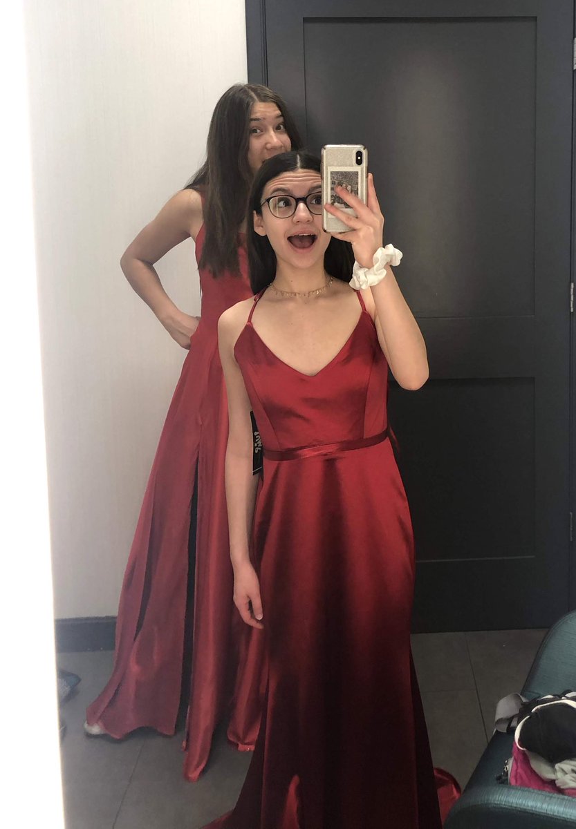 jazmynealyssaa's tweet photo. unfortunately never actually bought a prom dress, but here’s some cute ones i tried on!! #WeVirtualPromTogether @WEHS2021 https://t.co/tQXftivnra