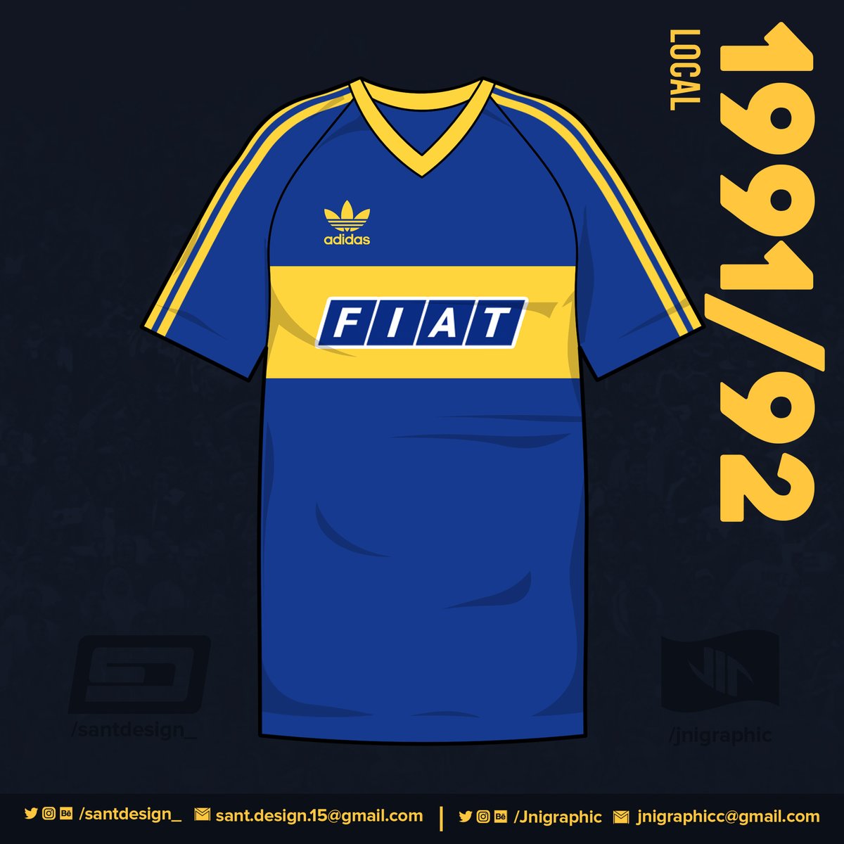 1991: Nuevo cuello en la camiseta de Boca. Con esta camiseta, Boca gana la Recopa Sudamericana 1990.1992: Parmalat es el nuevo sponsor de Boca, y con este viene un nuevo modelo suplente. Con estas camisetas Boca vuelve a lograr un torneo local, el Apertura 92.