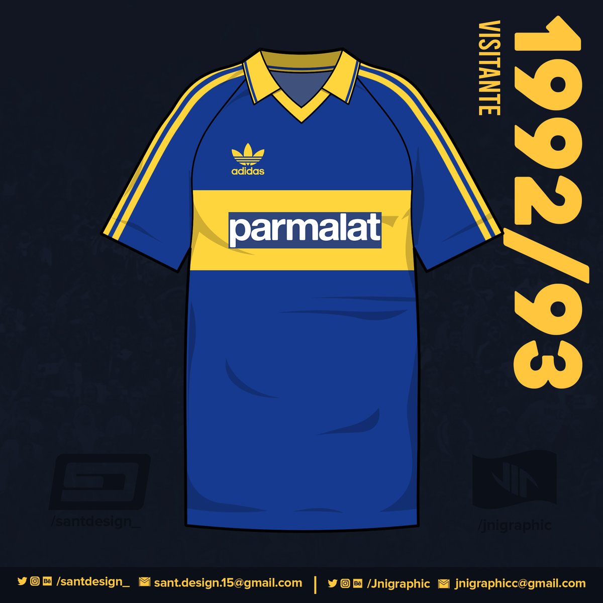 1991: Nuevo cuello en la camiseta de Boca. Con esta camiseta, Boca gana la Recopa Sudamericana 1990.1992: Parmalat es el nuevo sponsor de Boca, y con este viene un nuevo modelo suplente. Con estas camisetas Boca vuelve a lograr un torneo local, el Apertura 92.