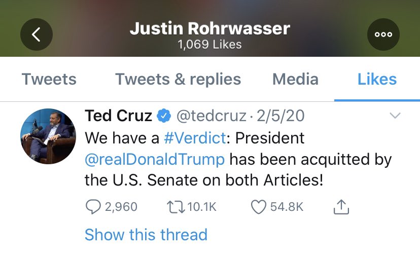 Justin Rohrwasser liked when Trump was acquitted of impeachment articles and liked criticism of Nancy Pelosi ripping up Trump’s speech.  #NFLDraft  