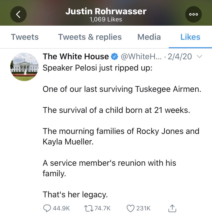 Justin Rohrwasser liked when Trump was acquitted of impeachment articles and liked criticism of Nancy Pelosi ripping up Trump’s speech.  #NFLDraft  