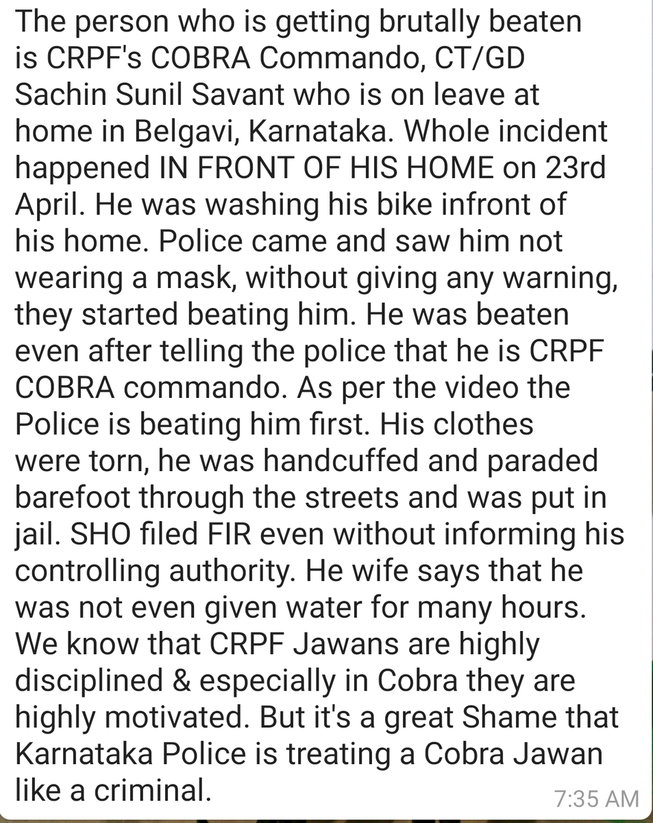 I hope this is not what we call a citizen-centric policing and perhaps it's too much demeaning a behaviour with a uniformed personnel, I hope competent authorities will take suitable action to rectify the wrong which has been committed @DgpKarnataka  @crpfindia  @CoBRASECTORHQ