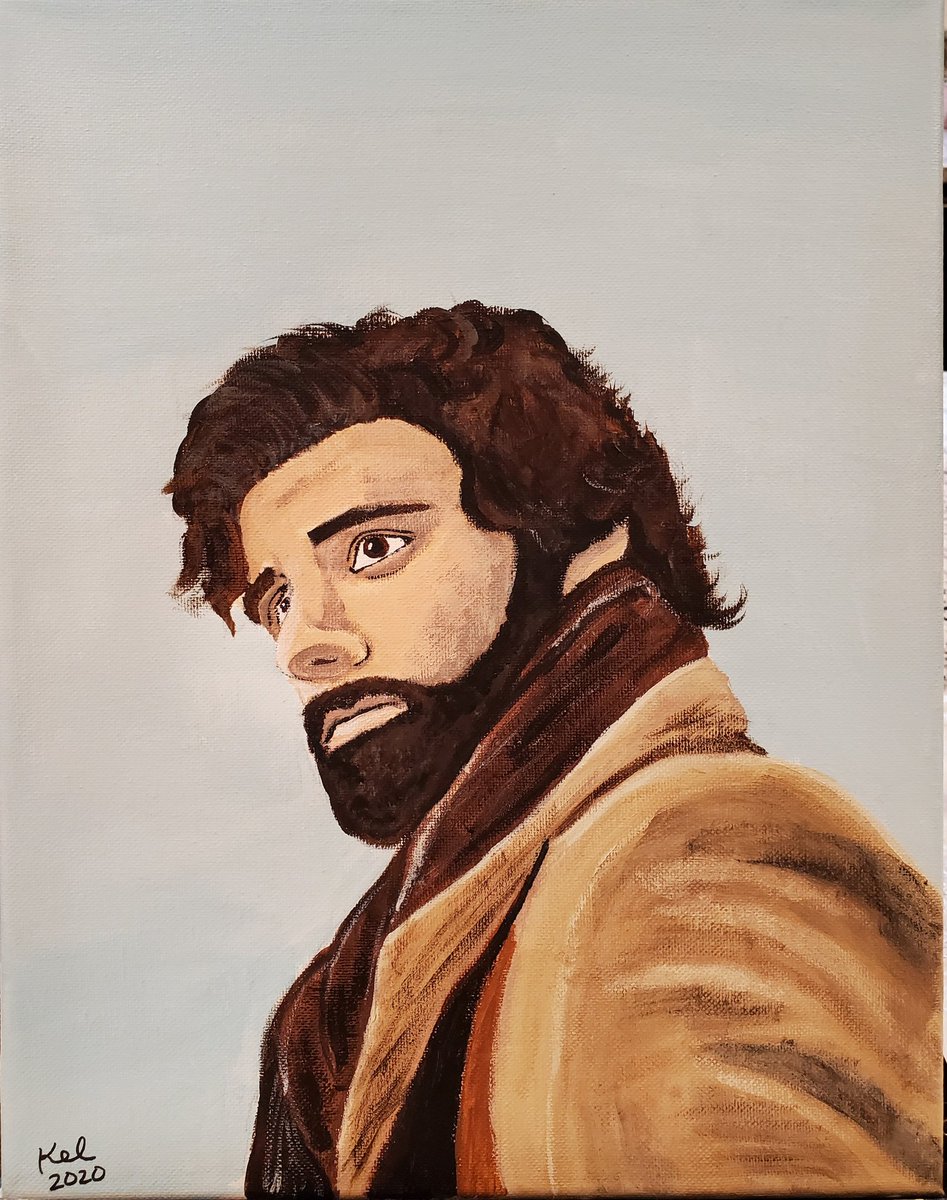 New painting - Oscar Isaac as Llewyn Davis. One of my favorite actors in one of my favorite films. I've been feeling a bit melancholy and listless, so Llewyn was a perfect subject. #QuarantineArtClub #AcrylicPainting #OscarIsaac #InsideLlewynDavis