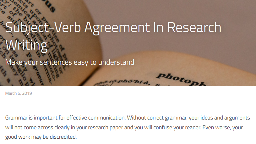 BaconEditing's tweet photo. Subject-verb agreement makes your sentences easier to understand, but is often violated in research writing. Here's my simple guide to avoiding common causes of subject-verb disagreement in your next research paper.
#AcademicTwitter #AcademicChatter
https://t.co/epg6417NGV https://t.co/uqmEgGulcU