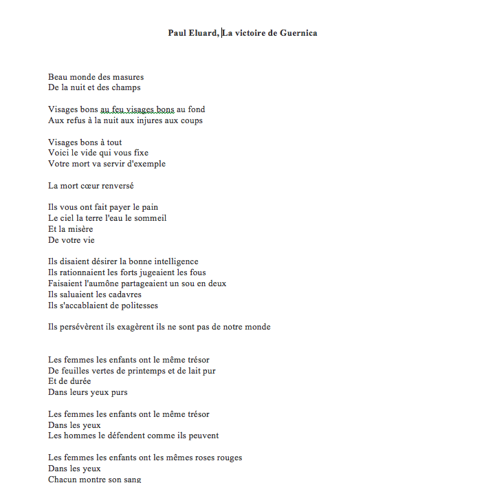 Paul Eluard fit en 1938 ce poème