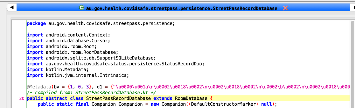 Data is stored locally in a SQLite database using the RoomDatabase API.This places collected data inside the apps internal storage, a secure part of your phone strictly private to  #covidsafe.