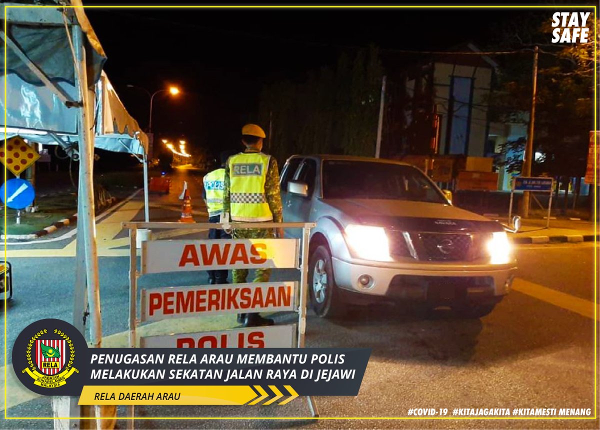 relaperlis_rp's tweet photo. #COVID19 : Penugasan RELA
RELA Daerah Arau membantu anggota Polis melakukan sekatan jalan raya di Jejawi .
Tarikh : 25 April 2020
#UnitMediaRELAPerlis
#COVID19
#StayAtHome
#DudukDiRumah
#RELAPerlis
#relamalaysia
#relaarau
#relakangar
#relapadangbesar
#setiaberbakti https://t.co/E8djqyEGxA