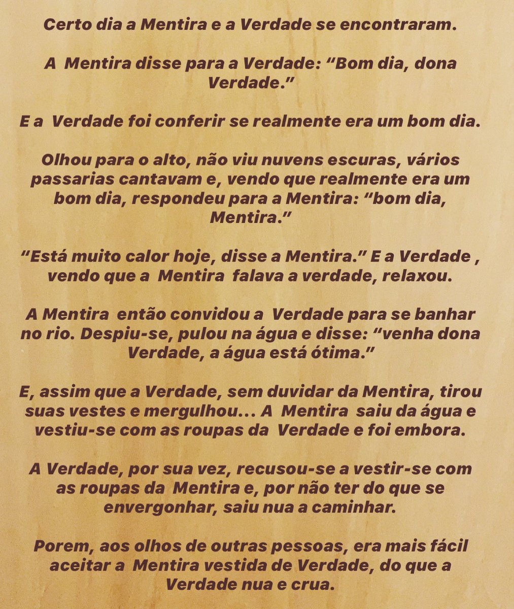 Continuarei defendendo a Verdade. Acredite, ela está dentro de vc e não na opinião da sociedade, nem no q ela nos impõe, disfarçada de Amizade. Afaste-se dessa mentira e seja Feliz. Dói enxergar a Verdade, mas é Libertador! Quanto à Justiça, entrego e Confio 🙏🏻 #espiritualidade